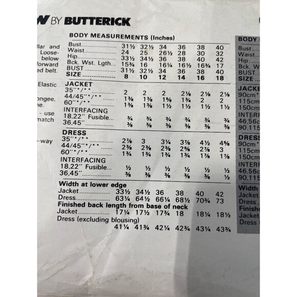 80s Butterick See & Sew 3889 Sewing Pattern Size A 8-18 Jacket Dress Unlined CUT - Picture 5 of 6